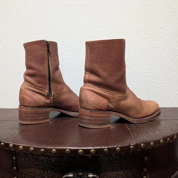 Frye Vintage Short Chestnut Brown Leather Campus Boot size 8 - Picture 8 of 12